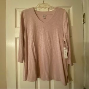 Chico’s Venetian Pink V-Neck Shirt Size 2